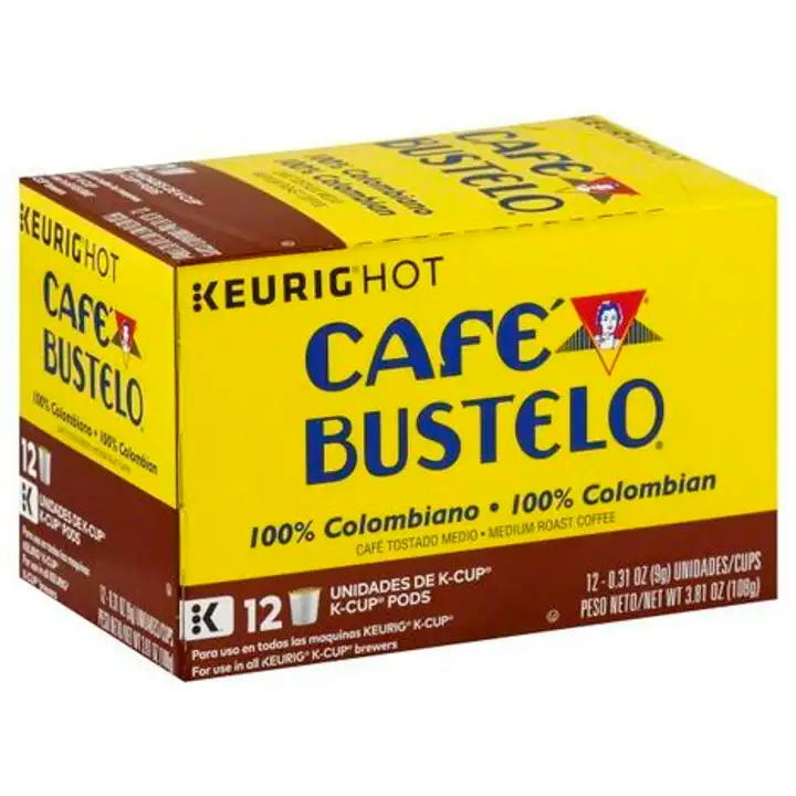 Order Cafe Bustelo Keurig Hot Coffee, Medium Roast, 100% Colombian, K-Cup Pods - 12 Count food online from Holiday farms store, Roslyn Heights on bringmethat.com