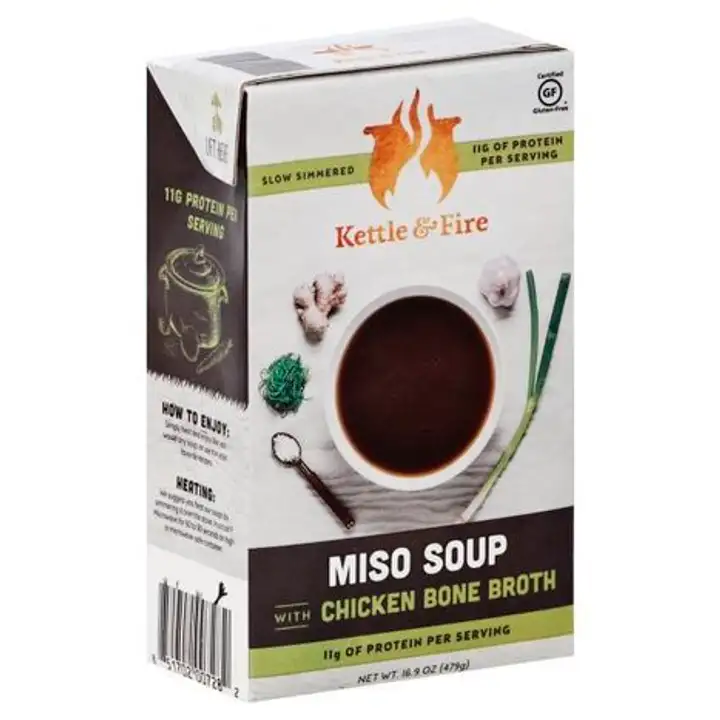 Order Kettle & Fire Soup, with Chicken Bone Broth, Miso - 16.9 Ounces food online from Whole Foods Co-Op Denfeld store, Duluth on bringmethat.com