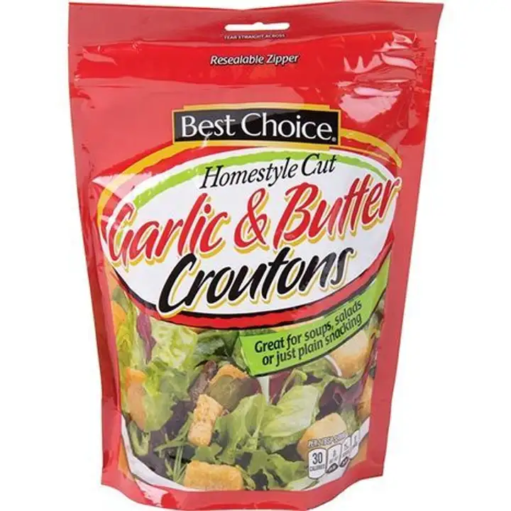 Order Best Choice Homestyle Cut Butter & Garlic Croutons - 5 Ounces food online from Fligner Market store, Lorain on bringmethat.com