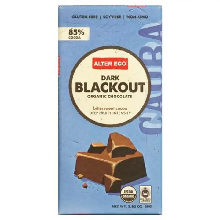 Order Alter Eco Dark Chocolate, Organic, Deep Dark Blackout, 85% Cocoa - 2.82 Ounces food online from Novato Harvest Market store, Novato on bringmethat.com