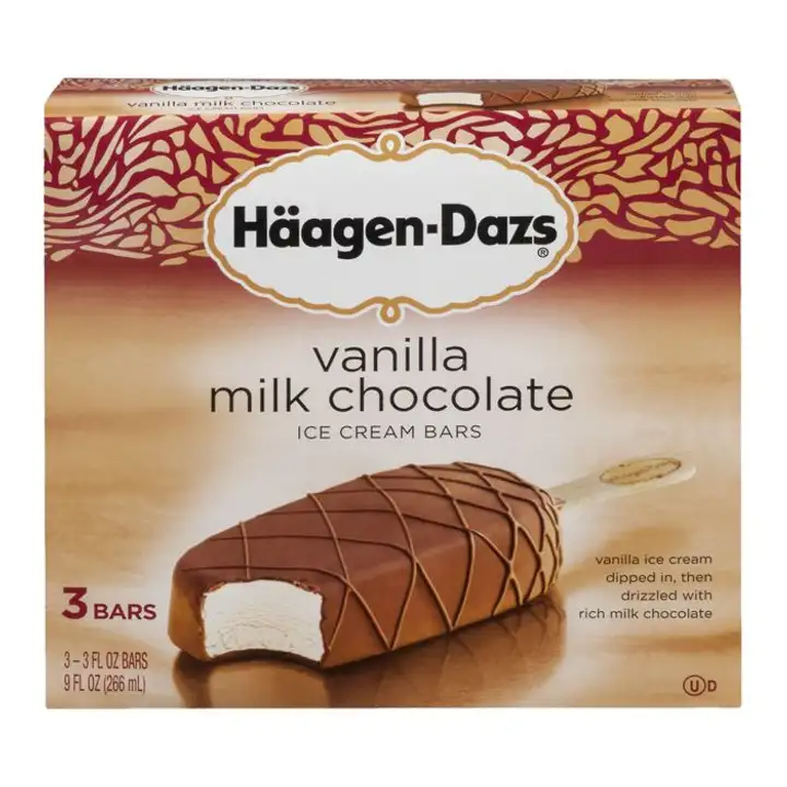 Order Haagen Dazs Ice Cream Bars, Vanilla Milk Chocolate - 9 Ounces food online from Holiday farms store, Roslyn Heights on bringmethat.com