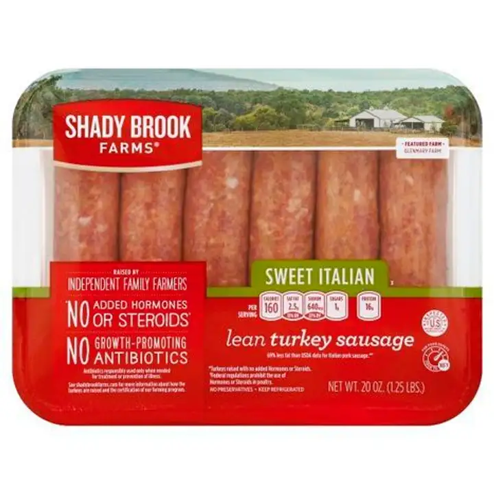 Order Shady Brook Farms Turkey Sausage, Lean, Sweet Italian - 20 Ounces food online from Holiday farms store, Roslyn Heights on bringmethat.com