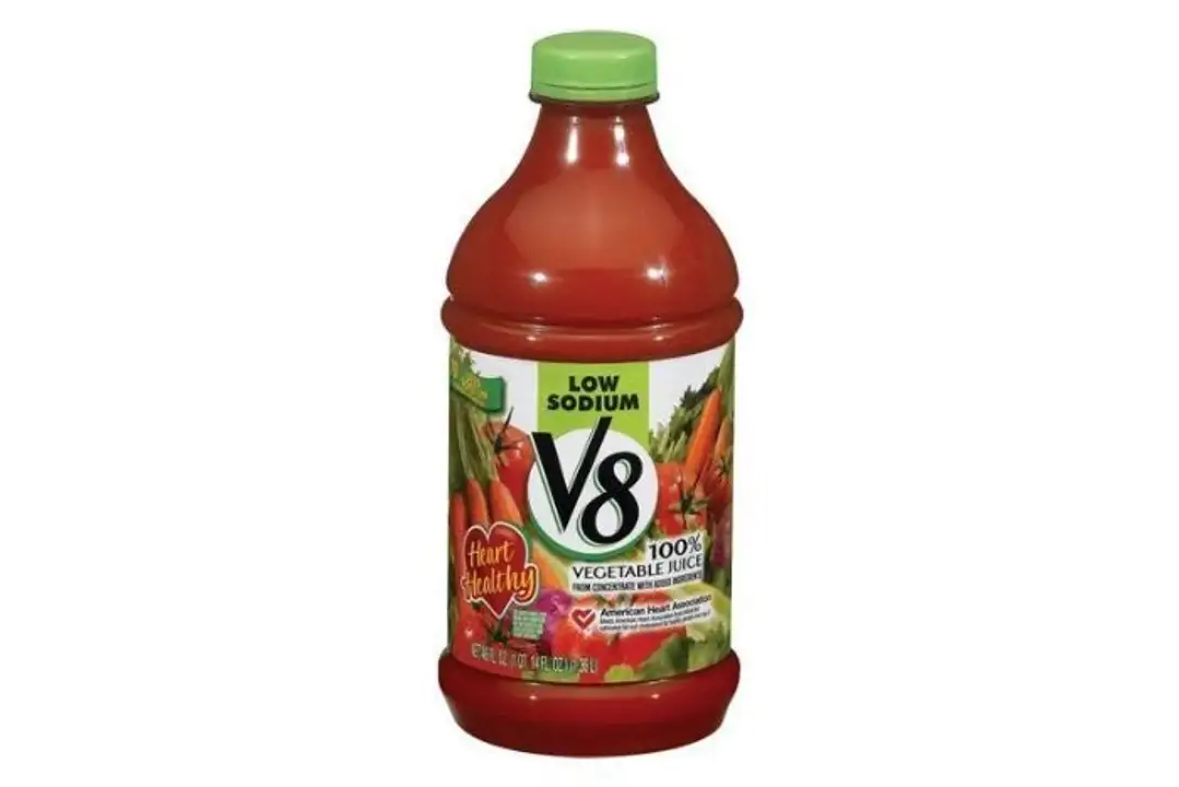 Order V8 100% Juice, Vegetable, Low Sodium, Original - 32 Ounces food online from Holiday farms store, Roslyn Heights on bringmethat.com