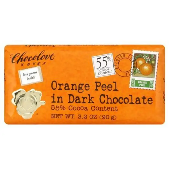 Order Chocolove Dark Chocolate, Orange Peel - 3.2 Ounces food online from Novato Harvest Market store, Novato on bringmethat.com