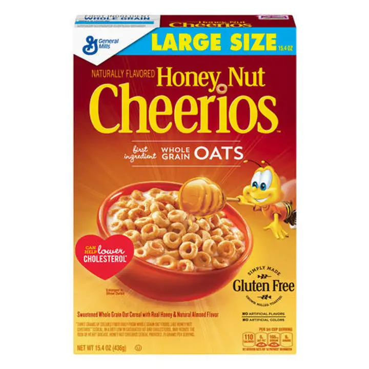 Order Cheerios Cereal, Sweetened Whole Grain Oat, Honey Nut, Large Size - 15.4 Ounces food online from Holiday farms store, Roslyn Heights on bringmethat.com
