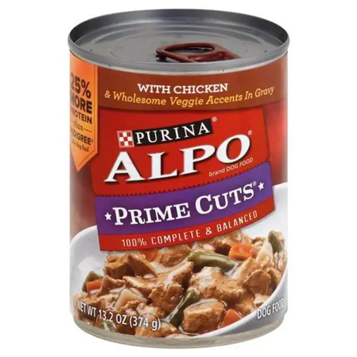 Order Alpo Prime Cuts Dog Food, with Chicken & Wholesome Veggie Accents in Gravy - 13.2 Ounces food online from Fligner Market store, Lorain on bringmethat.com
