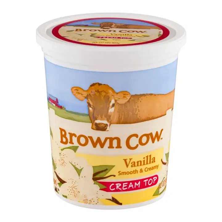 Order Brown Cow Cream Top Yogurt, Whole Milk, Vanilla - 32 Ounces food online from Whole Foods Co-Op Denfeld store, Duluth on bringmethat.com