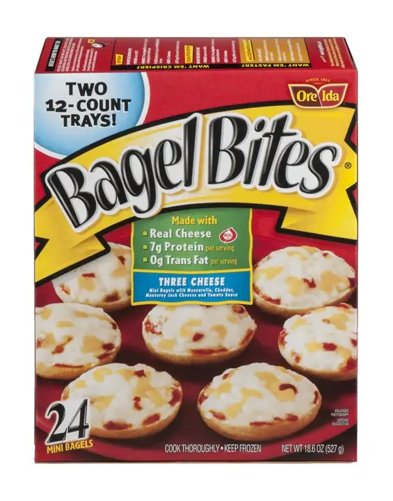 Order Bagel Bites Mini Bagels, Three Cheese, Family Size! - 18.66 Ounces food online from Holiday farms store, Roslyn Heights on bringmethat.com