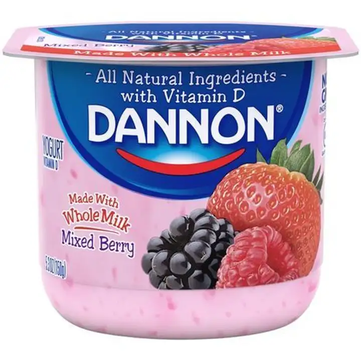 Order Dannon Made with Whole Milk Mixed Berry Yogurt - 5.3 Ounces food online from Meats Supreme store, Brooklyn on bringmethat.com