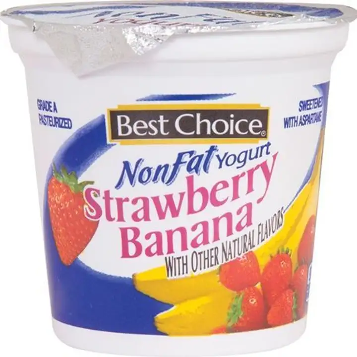 Order Best Choice NonFat Strawberry Banana Yogurt - 6 Ounces food online from Fligner Market store, Lorain on bringmethat.com
