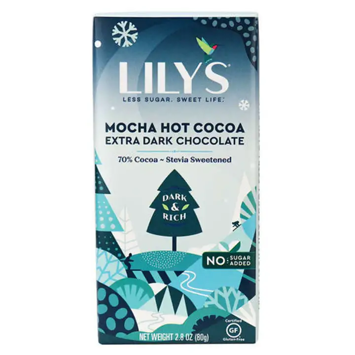 Order Lily's Extra Mocha Hot Cocoa Dark Chocolate Bar - 2.8 Ounces food online from Whole Foods Co-Op Denfeld store, Duluth on bringmethat.com