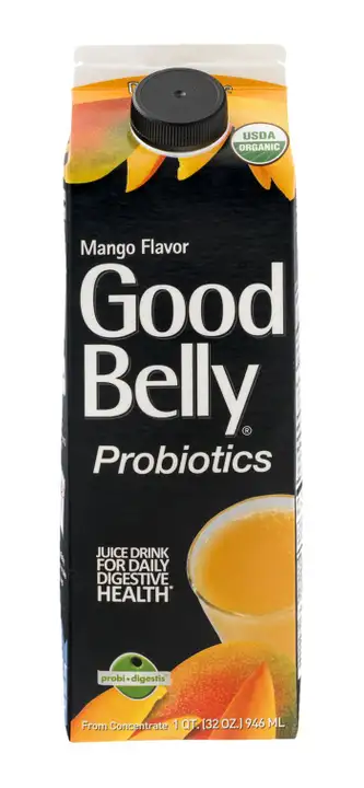 Order GoodBelly Probiotics Juice Drink, Mango Flavor - 32 Ounces food online from Whole Foods Co-Op Denfeld store, Duluth on bringmethat.com