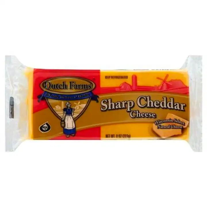 Order Dutch Farms Cheese, Sharp Cheddar - 8 Ounces food online from Fligner Market store, Lorain on bringmethat.com
