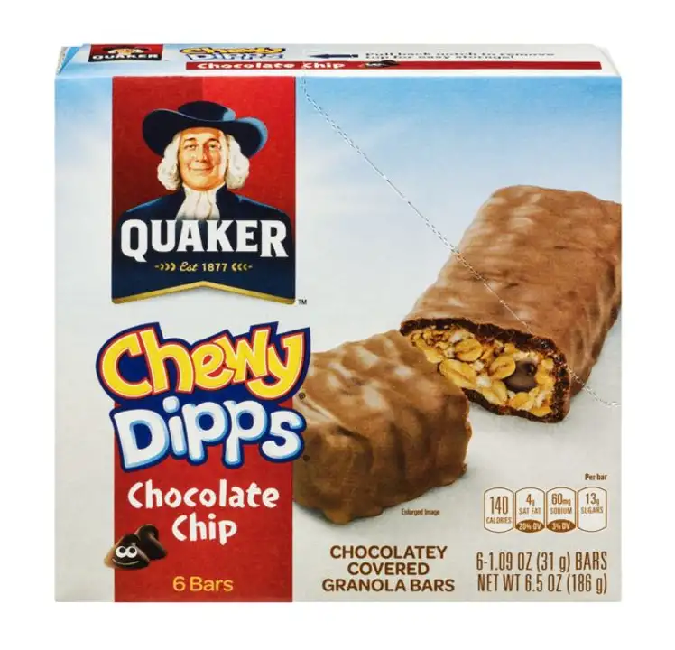 Order Quaker Chewy Dipps Granola Bars, Chocolate Chip, Chocolatey Covered - 6 Each food online from Novato Harvest Market store, Novato on bringmethat.com