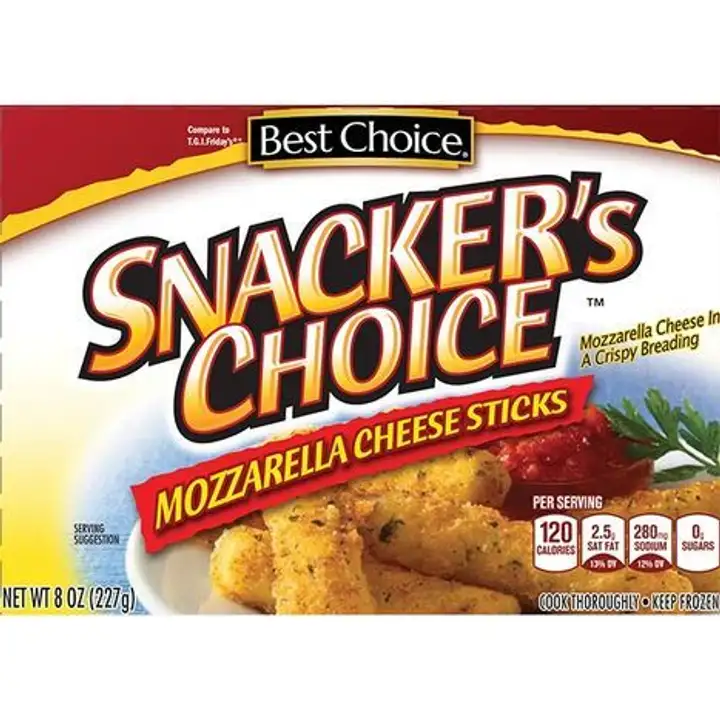 Order Best Choice Snacker's Choice Mozzarella Cheese Sticks - 8 Ounces food online from Fligner Market store, Lorain on bringmethat.com