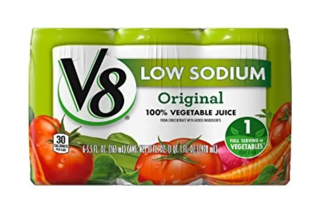 Order V8 100% Juice, Vegetable, Low Sodium, Original - 5.5 Fluid Ounces (Pack of 6) food online from Holiday farms store, Roslyn Heights on bringmethat.com