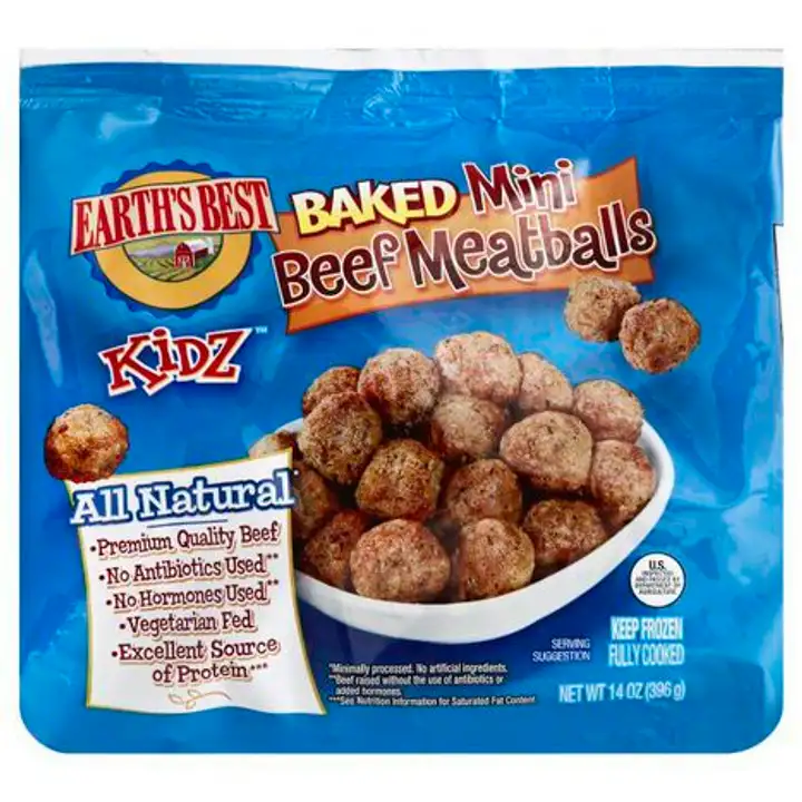 Order Earths Best Kidz Meatballs, Beef, Mini, Baked - 14 Ounces food online from Holiday farms store, Roslyn Heights on bringmethat.com