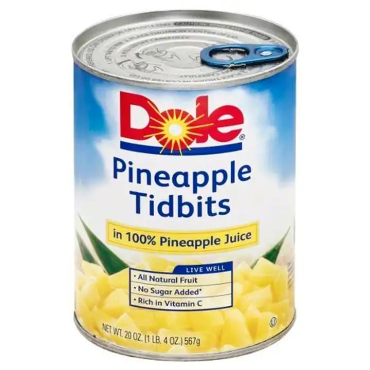 Order Dole Pineapple, in 100% Pineapple Juice, Tidbits - 20 Ounces food online from Fligner Market store, Lorain on bringmethat.com