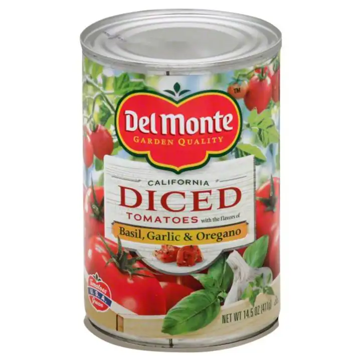 Order Del Monte Tomatoes, with the Flavors of Basil, Garlic & Oregano, Diced - 14.5 Ounces food online from Holiday farms store, Roslyn Heights on bringmethat.com