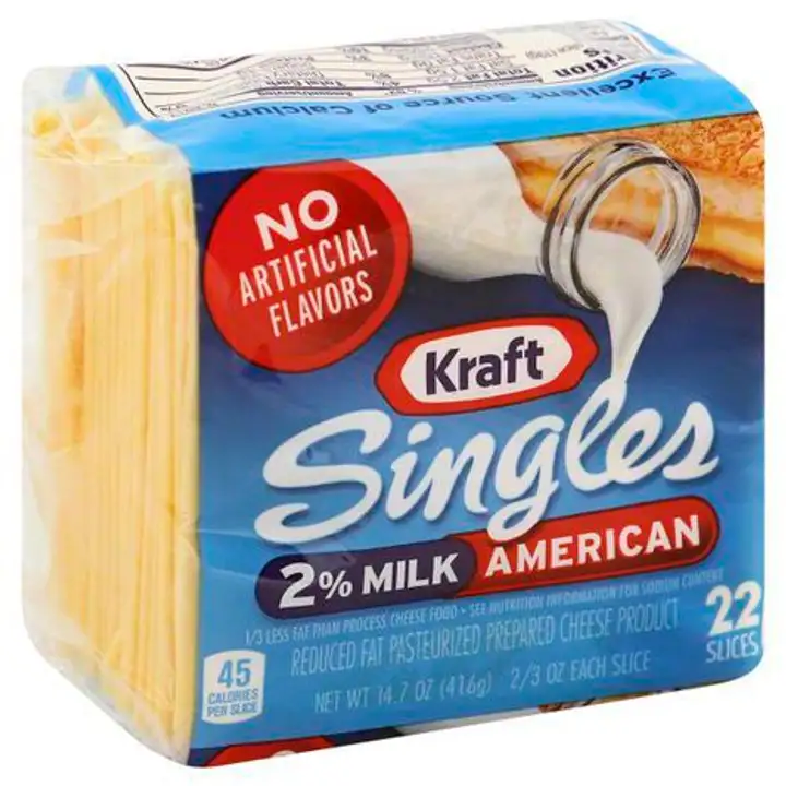 Order Kraft Singles Cheese Product, Pasteurized Prepared, Slices, American, Reduced Fat - 14.7 Ounces food online from Holiday farms store, Roslyn Heights on bringmethat.com