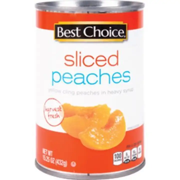 Order Best Choice Yellow Cling Peaches, Sliced, Heavy Syrup - 15.25 Ounces food online from Fligner Market store, Lorain on bringmethat.com