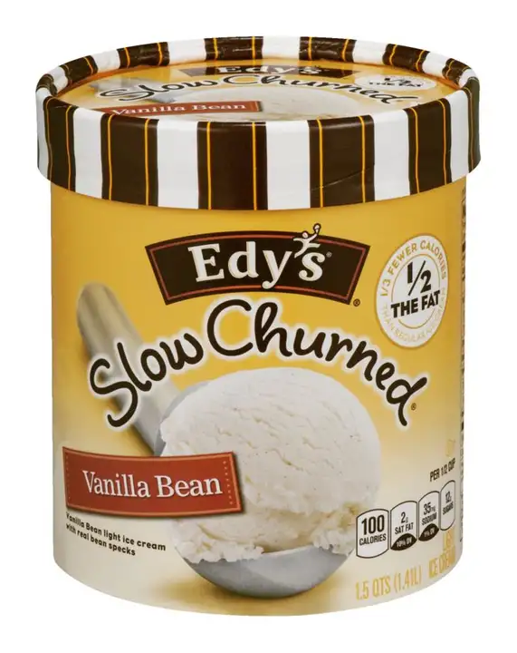 Order Edys Slow Churned Ice Cream, Light, Vanilla Bean - 48 Ounces food online from Novato Harvest Market store, Novato on bringmethat.com