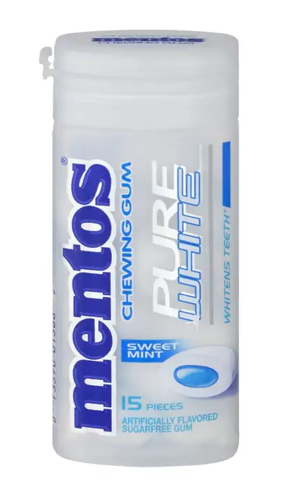 Order Mentos Pure White Chewing Gum, Sugarfree, Sweet Mint - 15 Count food online from Holiday farms store, Roslyn Heights on bringmethat.com