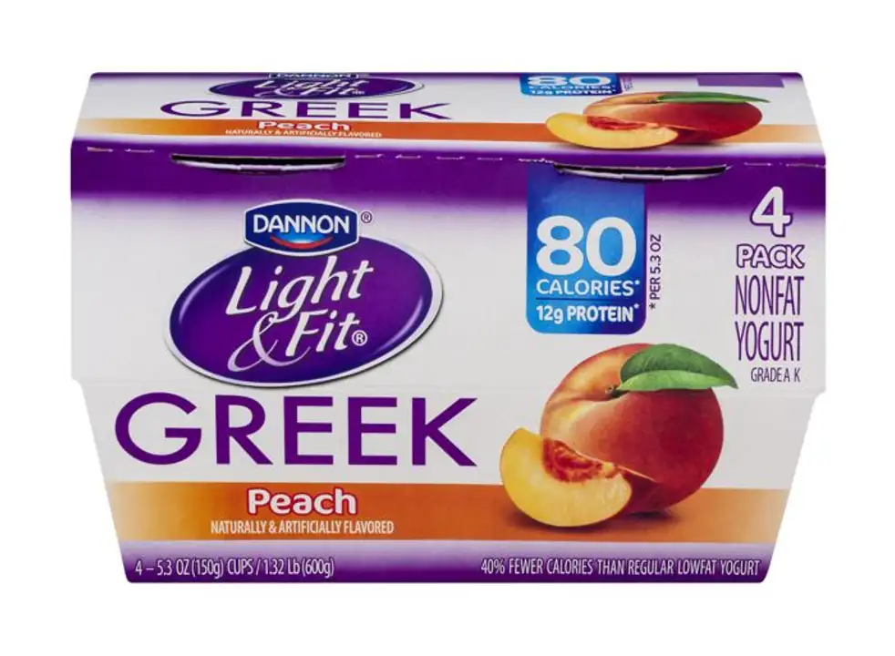 Order Light & Fit Yogurt, Greek, Nonfat, Peach, 4 Pack - 4 Each food online from Holiday farms store, Roslyn Heights on bringmethat.com