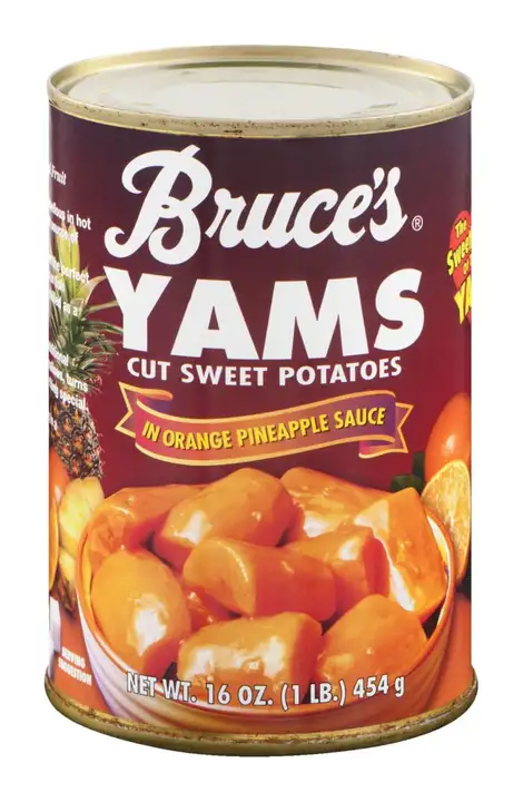 Order Bruces Yams, in Orange Pineapple Sauce - 16 Ounces food online from Holiday farms store, Roslyn Heights on bringmethat.com