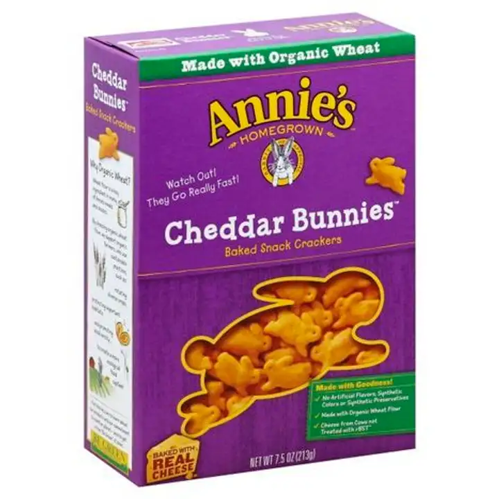 Order Annies Baked Snack Crackers, Cheddar Bunnies - 7.5 Ounces food online from Novato Harvest Market store, Novato on bringmethat.com