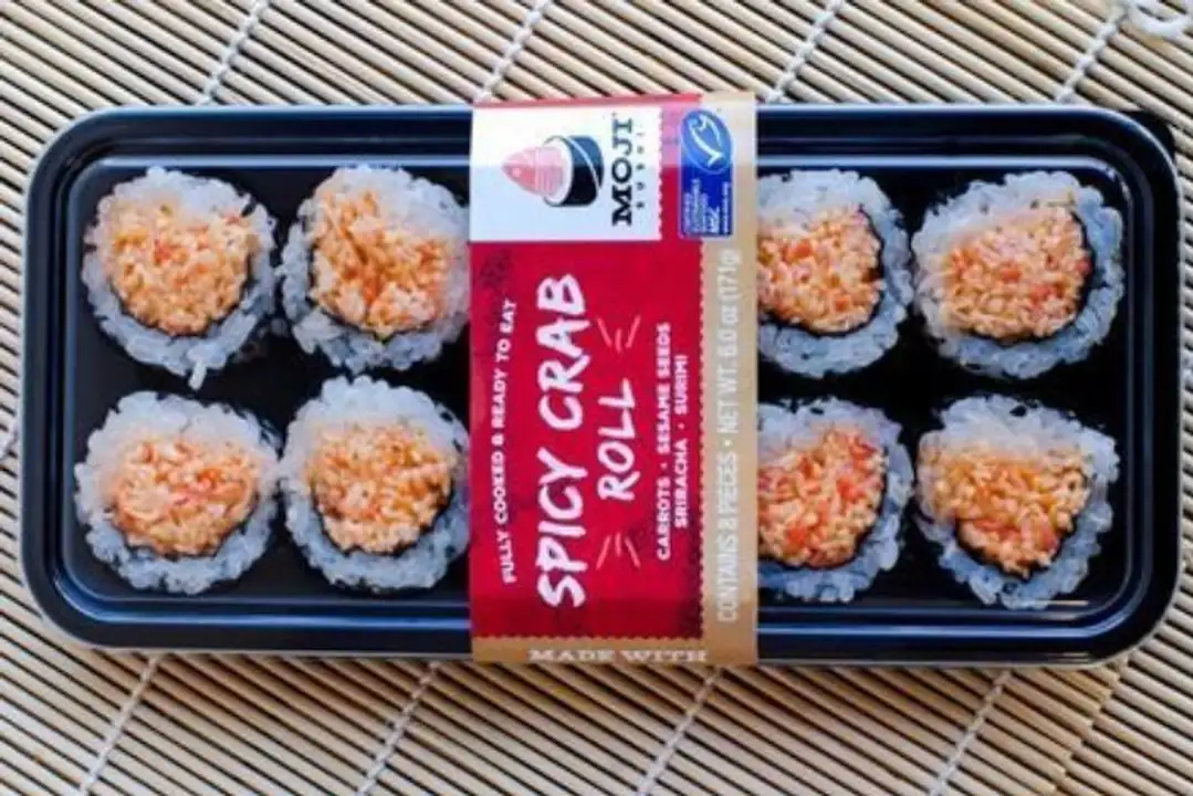 Order Moji Sushi Spicy Crab Roll - 6 Ounces food online from Fligner Market store, Lorain on bringmethat.com