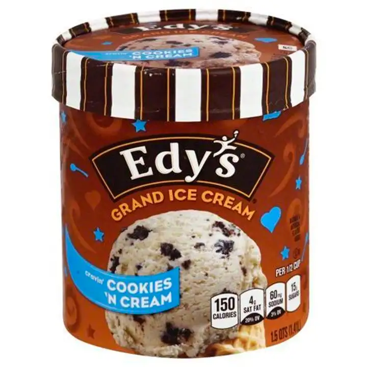 Order Edys Grand Ice Cream, Cravin' Cookies 'N Cream - 48 Ounces food online from Holiday farms store, Roslyn Heights on bringmethat.com