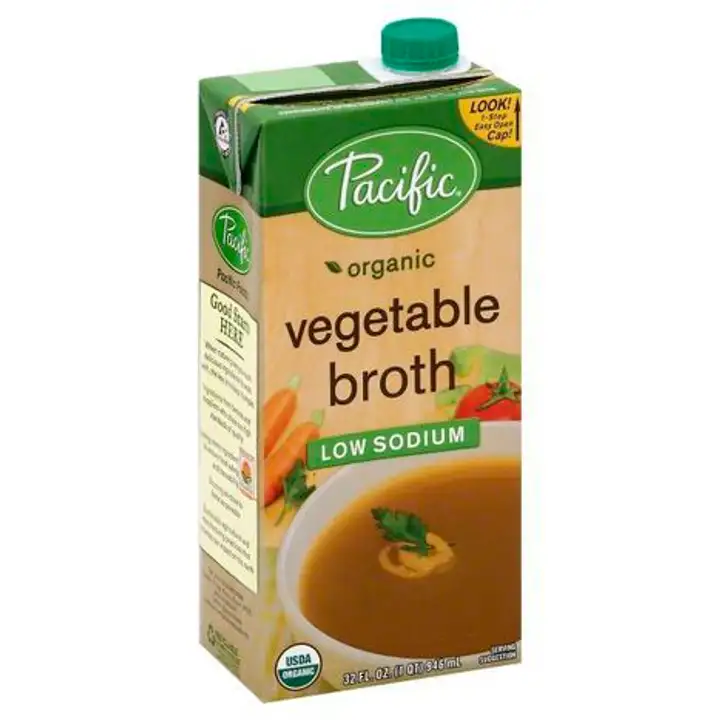 Order Pacific Organic Broth, Low Sodium, Vegetable - 32 Ounces food online from Novato Harvest Market store, Novato on bringmethat.com