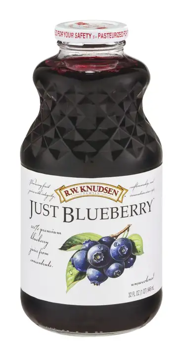 Order RW Knudsen 100% Juice, Premium, Just Blueberry - 32 Ounces food online from Whole Foods Co-Op Denfeld store, Duluth on bringmethat.com