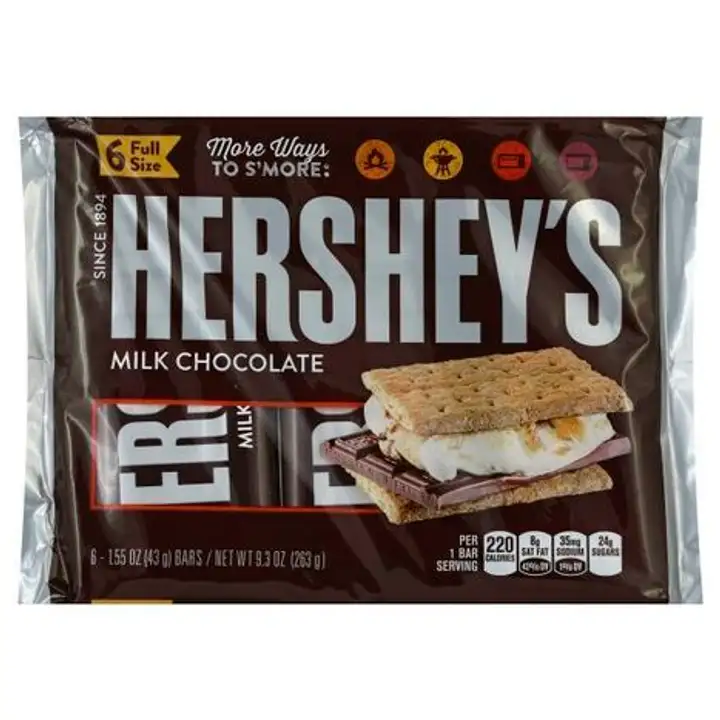 Order Hersheys Milk Chocolate, Full Size - 6 Count food online from Holiday farms store, Roslyn Heights on bringmethat.com