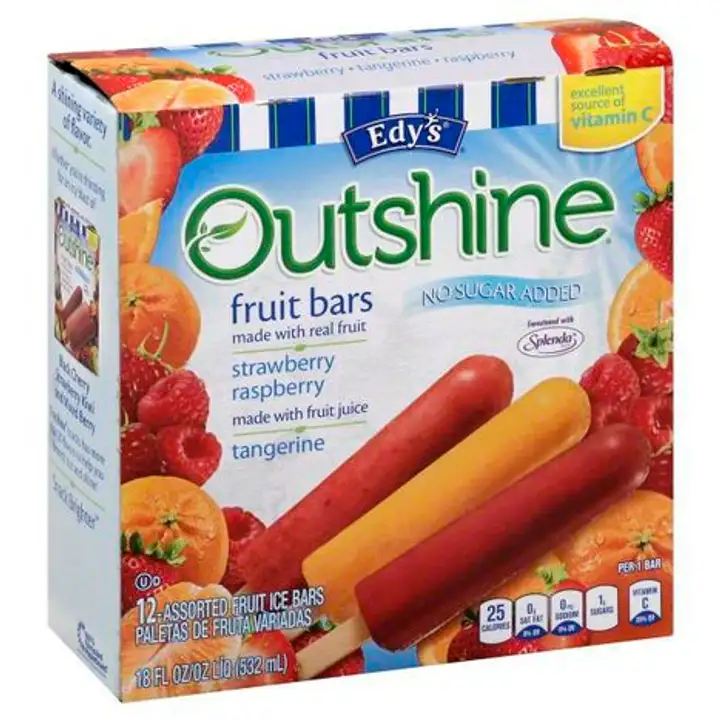 Order Edys Outshine Fruit Bars, No Sugar Added, Assorted - 12 Count food online from Holiday farms store, Roslyn Heights on bringmethat.com