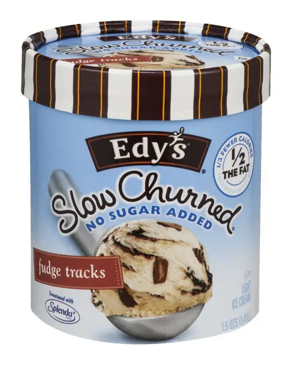 Order Edys Slow Churned Ice Cream, Light, No Sugar Added, Fudge Tracks - 48 Ounces food online from Holiday farms store, Roslyn Heights on bringmethat.com