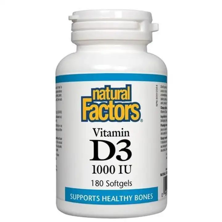 Order Natural Factors Vitamin D3 1000 IU Softgels - 180 Count food online from Whole Foods Co-Op Denfeld store, Duluth on bringmethat.com