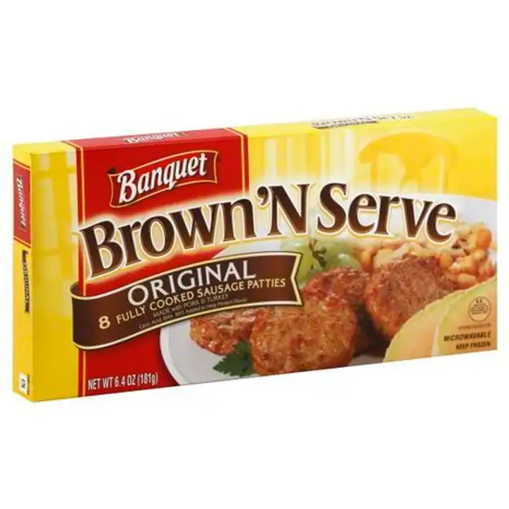 Order Banquet Brown 'N Serve Sausage Patties, Fully Cooked, Original - 6.4 Ounces food online from Novato Harvest Market store, Novato on bringmethat.com