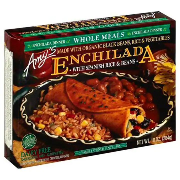 Order Amys Whole Meals Enchilada Dinner, with Spanish Rice & Beans - 10 Ounces food online from Novato Harvest Market store, Novato on bringmethat.com