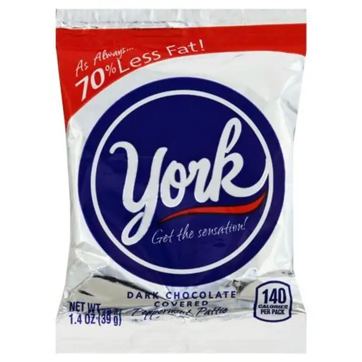Order York Peppermint Pattie, Dark Chocolate Covered - 1.4 Ounces food online from Holiday farms store, Roslyn Heights on bringmethat.com