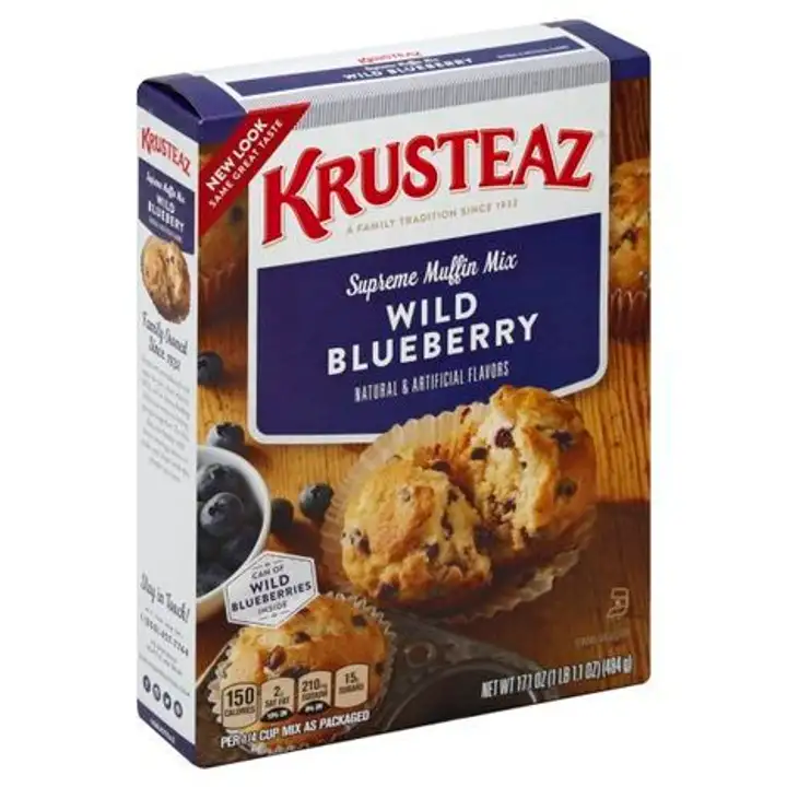 Order Krusteaz Muffin Mix, Wild Blueberry - 17 Ounces food online from Novato Harvest Market store, Novato on bringmethat.com