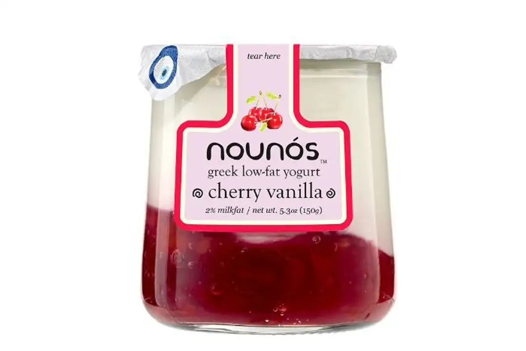 Order Nounos Cherry Vanilla Greek 2% Strained Yogurt - 5.3 Ounces food online from Holiday farms store, Roslyn Heights on bringmethat.com