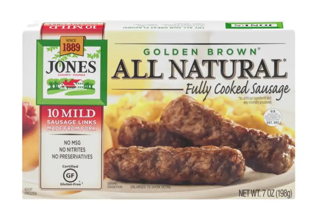Order Jones Dairy Farm Golden Brown Pork Sausage, Links, Mild - 7 Ounces food online from Holiday farms store, Roslyn Heights on bringmethat.com