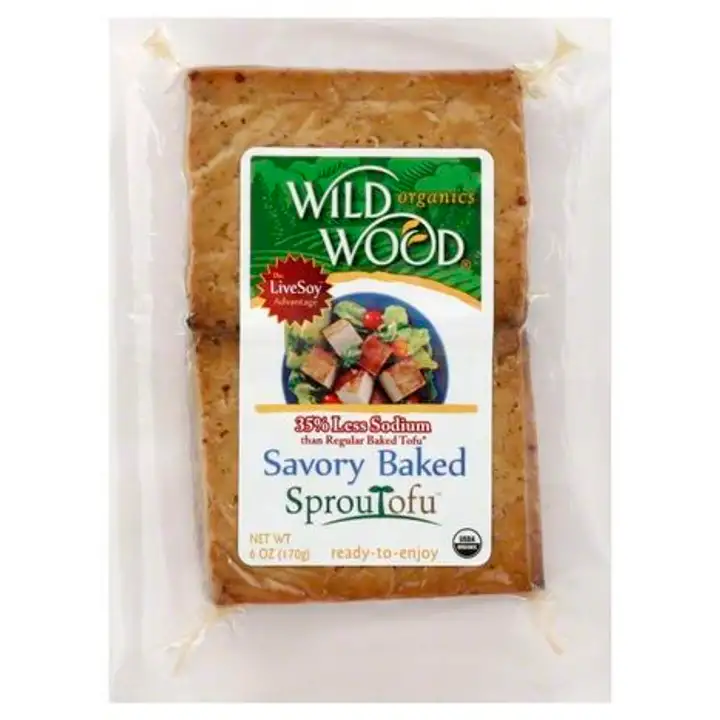 Order Wild Wood Organics SprouTofu Baked Tofu, Savory - 7 Ounces food online from Whole Foods Co-Op Denfeld store, Duluth on bringmethat.com