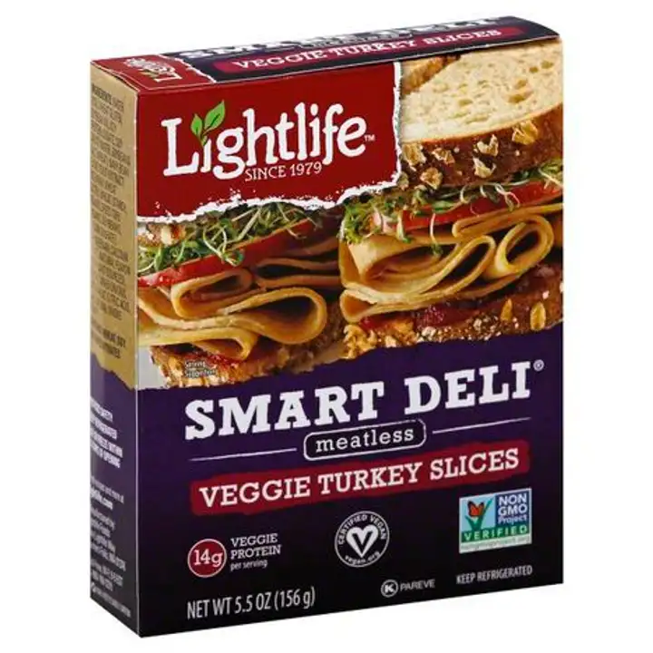 Order Lightlife Smart Deli Veggie Turkey Slices, Meatless - 6 Ounces food online from Whole Foods Co-Op Denfeld store, Duluth on bringmethat.com