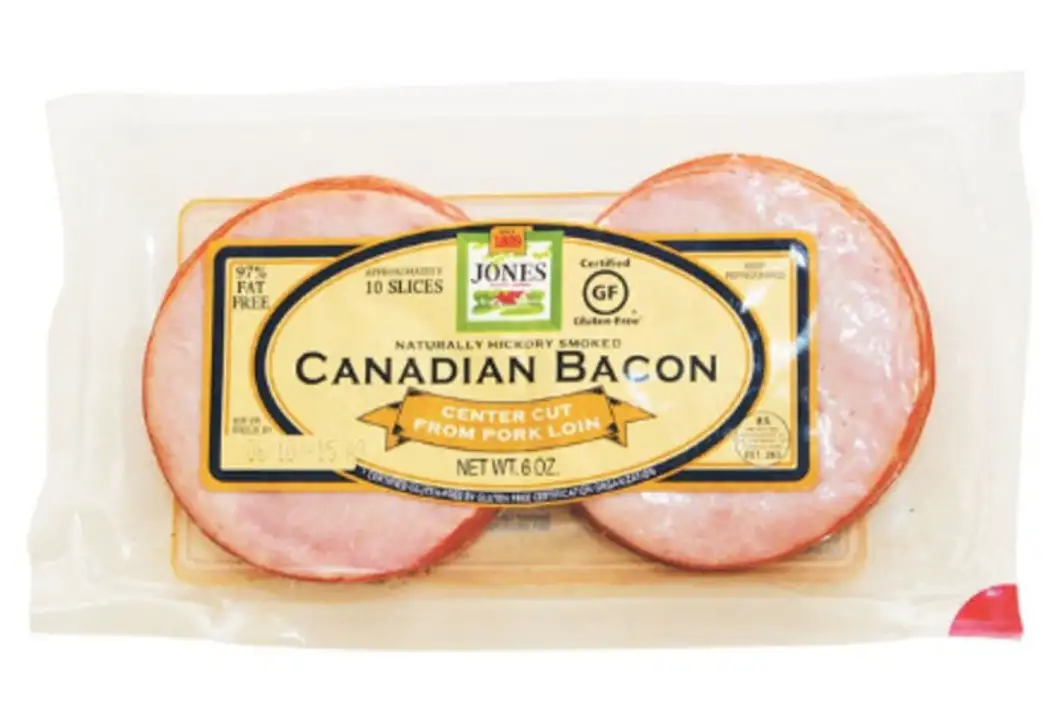 Order Jones Dairy Farm Bacon, Canadian - 6 Ounces food online from Novato Harvest Market store, Novato on bringmethat.com