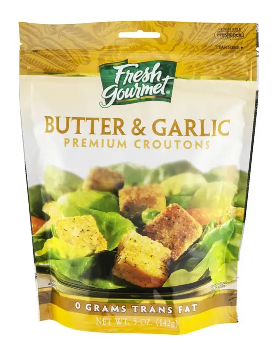 Order Fresh Gourmet Croutons, Butter & Garlic - 5 Ounces food online from Holiday farms store, Roslyn Heights on bringmethat.com