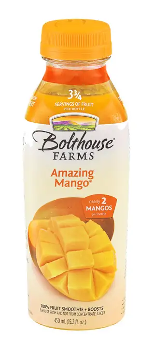 Order Bolthouse Farms Smoothie, 100% Fruit Juice, Amazing Mango - 15.2 Ounces food online from Novato Harvest Market store, Novato on bringmethat.com