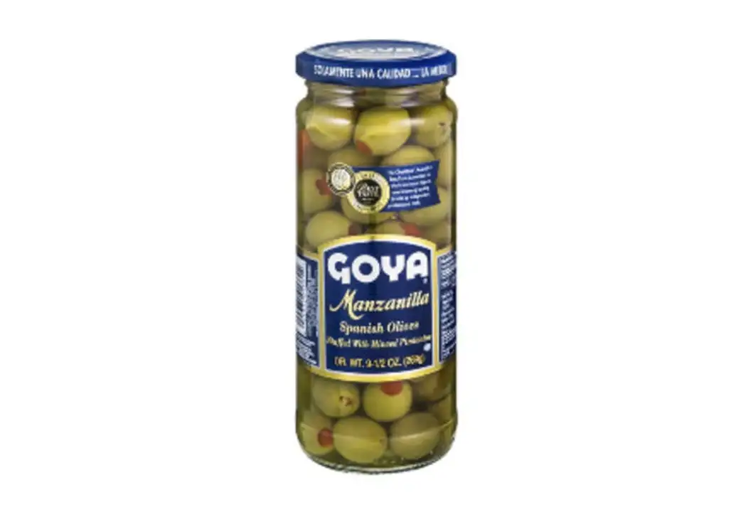 Order Goya Olives, Spanish, Manzanilla - 9.5 Ounces food online from Fligner Market store, Lorain on bringmethat.com